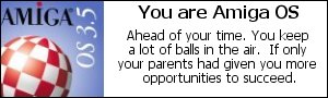 You are Amiga OS. Ahead of
your time. You keep a lot of balls in the air. If only your parents
had given you more opportunities to succeed.